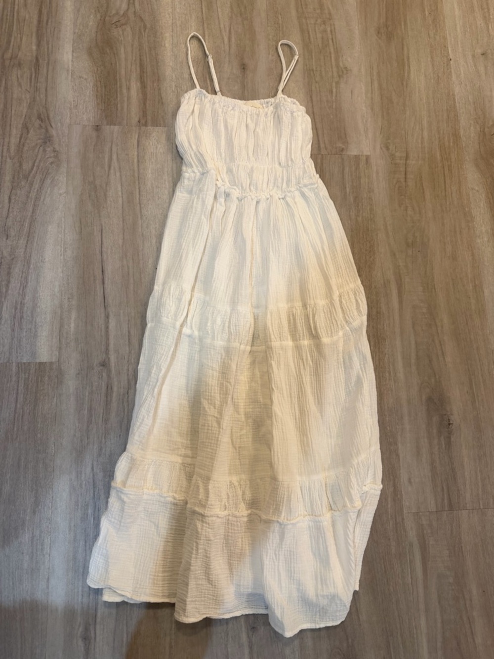 Ocean Drive White Tiered Spaghetti-Strap Maxi Dress